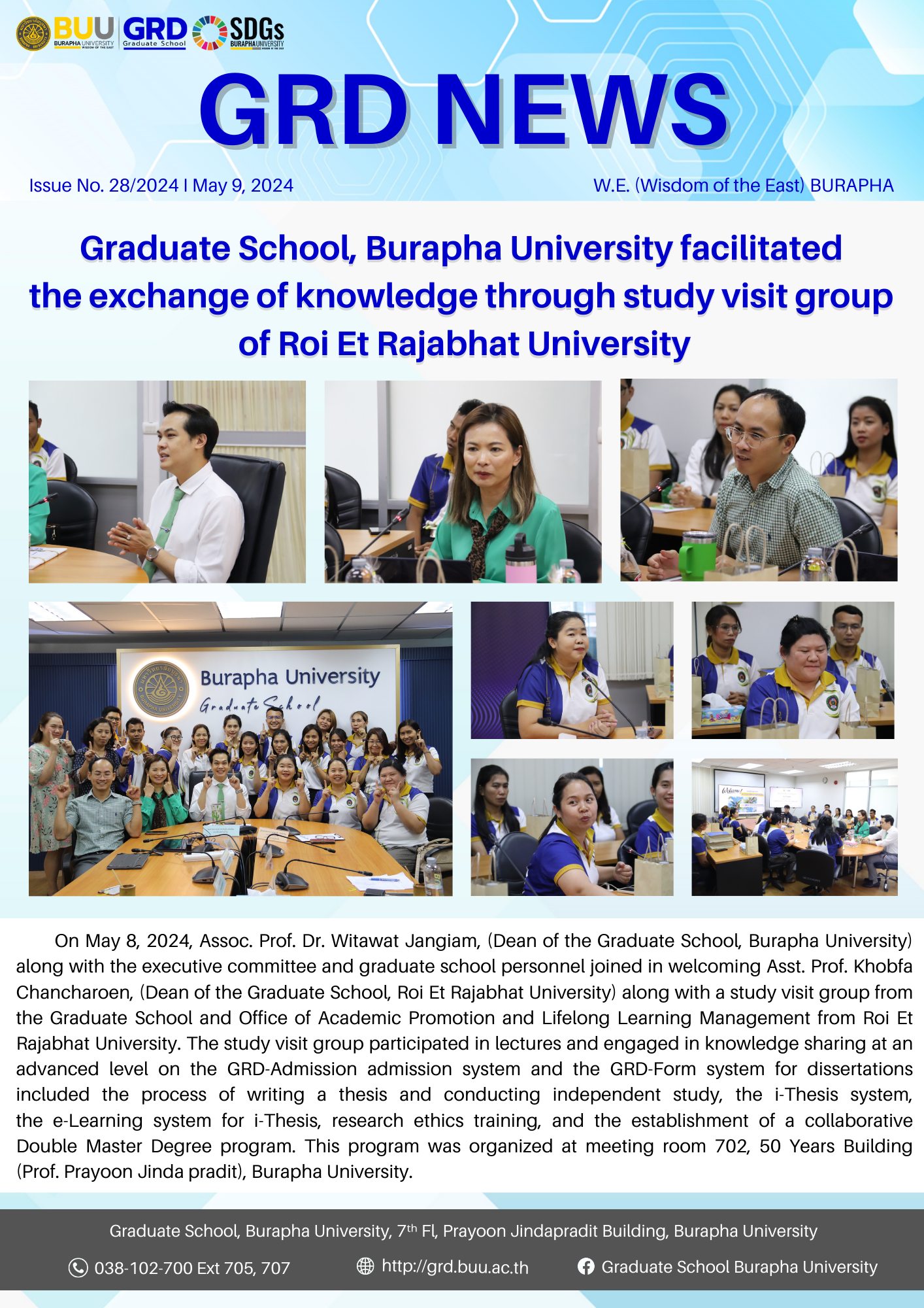 Graduate School, Burapha University facilitated the exchange of knowledge through study visit group of Roi Et Rajabhat University