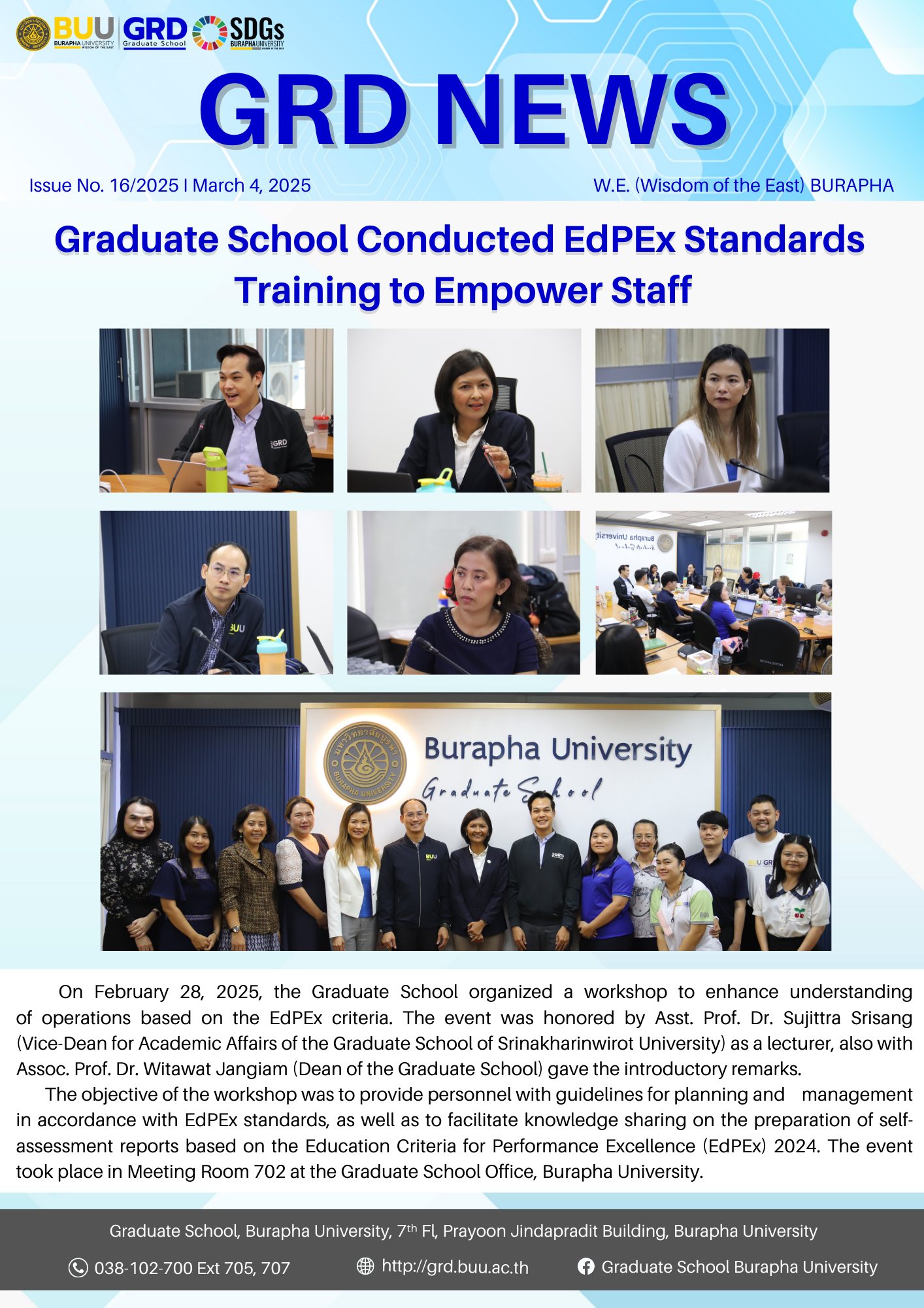Graduate School Conducted EdPEx Standards Training to Empower Staff