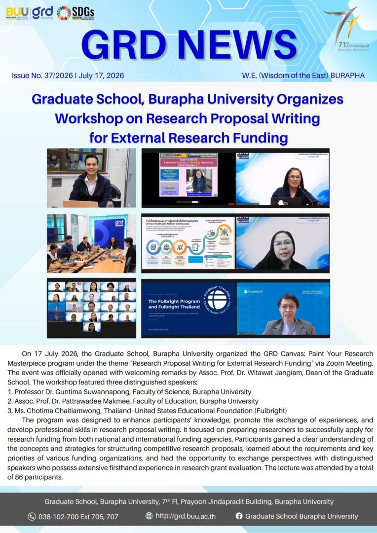 Graduate School, Burapha University Organizes Workshop on Research Proposal Writing for External Research Funding